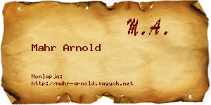 Mahr Arnold névjegykártya